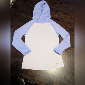 Patagonia Capeline Silkweight Lavender and White Hoody, Girls M(10) NWT